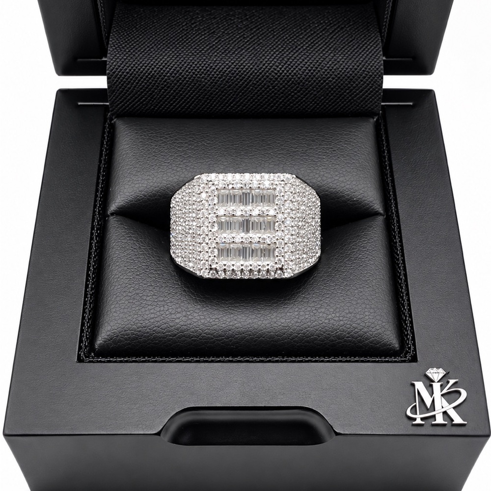 925 Sterling Silver 2.40CTW MOISSANITE Square Menโs Ring Size 8,9 or 11